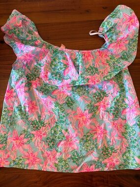 Lilly Pulitzer Zeldie One Shoulder Top Turtles | M